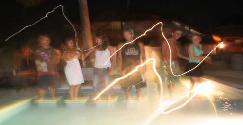 Time exposure photo in Mainski pool, Nusa Lembongan accommodation, Bali.