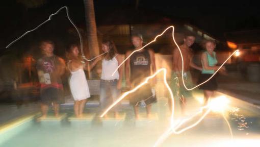 Time exposure photo in Mainski pool, Nusa Lembongan accommodation, Bali.