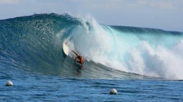 Shipwrecks surf break Nusa Lembongan Island, Bali.