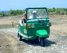 Mainski Lembongan resort. Island - tour by Tuk Tuk.